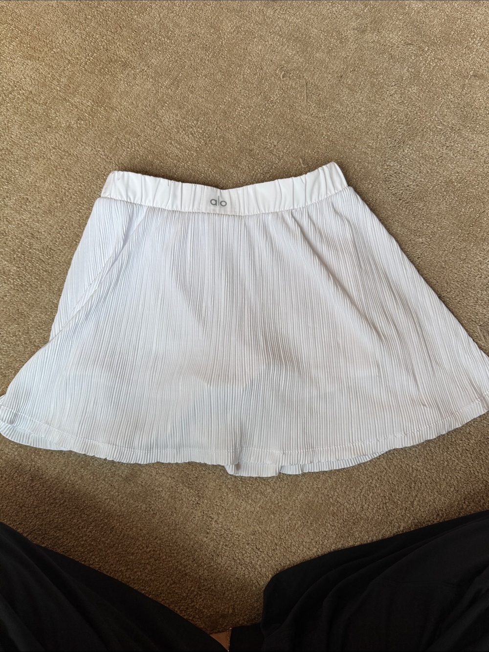 ALO Yoga micro plisse tennis skirt-  White Pleated Skater Skirt